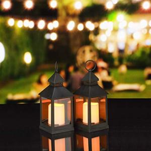 Relaxdays Set de Dos faroles LED de jardín, Vela con Efecto…
