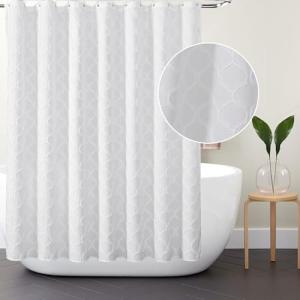 AIBIIN Cortina de ducha bohemia blanca de 180 x 180 cm, par…