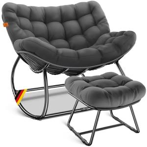 KESSER® Mecedora con reposapiés para interiores y exteriore…