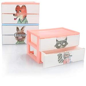 com-four® 3x Cajón con 2 Cajones, Caja de Plástico para Gua…