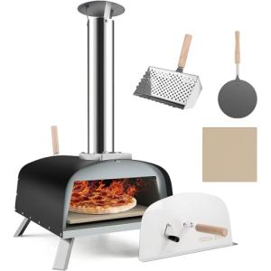 GOPLUS - Horno de pizza para exterior de madera, patas pleg…