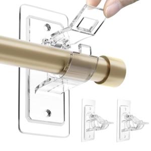 BelleVive Pack de 2 soportes para barra de cortina sin tala…
