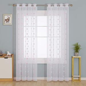 Deconovo Cortinas de Lino con Estrellas Bordadas, 245 x 140…