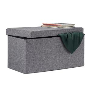 Relaxdays Baúl Almacenamiento Plegable, Lino, Gris Oscuro,…