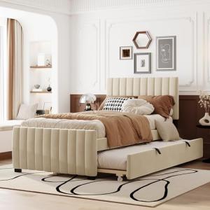 Moimhear Cama tapizada, 90 x 190 cm, con cama nido, cama in…
