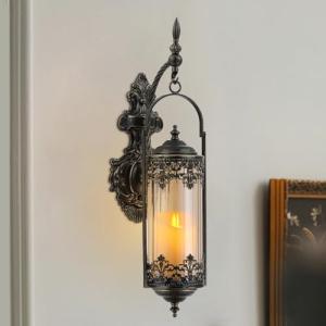 RONGHUAFUGUI Candelabro rústico con cristal vintage gótico…