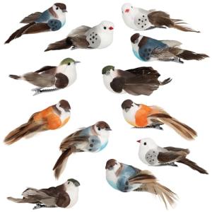 com-four® 12x pájaros Decorativos - pájaros Artificiales en…