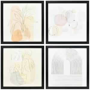 HOMCOM Cuadros en Lienzo Moderno 4 Piezas Pintura Abstracta…