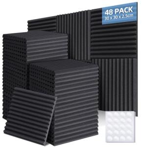 Ohuhu Paneles Acusticos 48 Piezas con Pegatinas, 30 x 30 x…