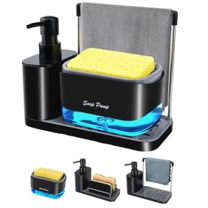 KIMIGO Jabonera Cocina 2 en 1,Dispensador de Jabón y Organi…