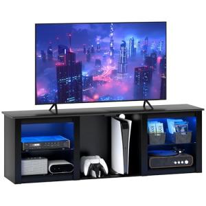 HOMCOM Soporte de TV LED RGB Banco de Madera para TV de has…
