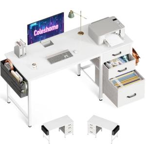 Coleshome Escritorio con 3 Cajones de Tela, Escritorio Espa…