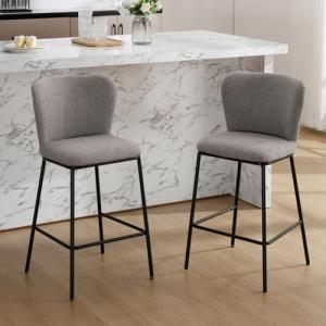 chairus Taburetes de Bar Tapizados de Lino Juego 2 de Silla…