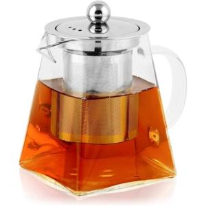 PluieSoleil Tetera de cristal de 350 ml con infusor de acer…