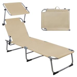 Montafox Tumbona Plegable con Parasol 195 x 59 x 32 cm Tumb…