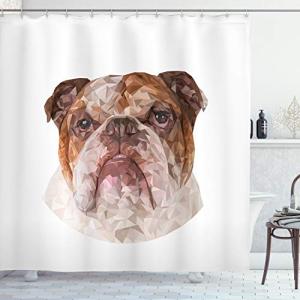 ABAKUHAUS Bulldog inglés Cortina de Baño, Perro polígono, M…