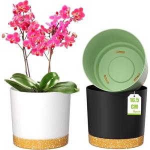 LATERN 3 Piezas Macetas con Autorriego, 16,5CM Ronda Maceta…