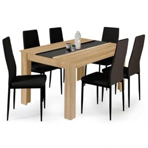 IDMarket – Juego de mesa de comedor Georgia 140 cm imitació…