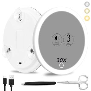Suupvaor 30x Espejo de Aumento con luz, 15cm Grande 3 Color…
