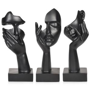 3 piezas Estatuas de Cara Abstractas, Escultura de Resina A…