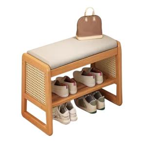 Banco de almacenamiento tapizado, zapatero de madera maciza…