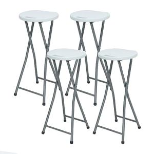 THINIA HOME Pack 4 Taburetes Plegables Alto Blanco 30x76cm