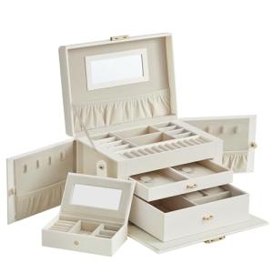 SONGMICS Caja Joyero de 3 Niveles, para Joyas con 2 Cajones…