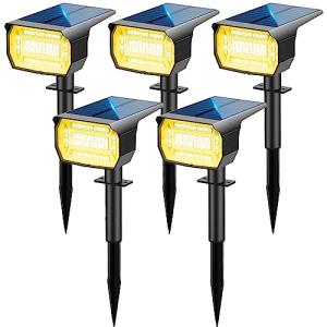 LOTMOS [72 LED/5 Piezas/3000K Luces Solares LED Exterior Ja…