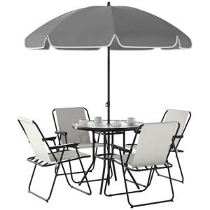 Outsunny Conjunto de Mesa y Sillas Jardín de 6 Piezas Muebl…