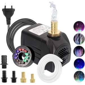 Lnicez Bomba de Agua con LED Luces 2000L/H 25W Bomba Sumerg…