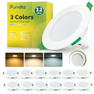 Fondiiz 12 Pack Focos LED Interior Techo Regulable, 6W Down…