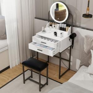 YU YUSING Tocador con Espejo LED, Tocador de Maquillaje Dor…