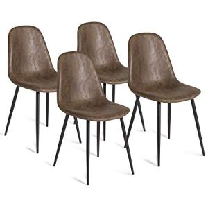 IDMarket – Juego de 4 sillas Vintage Dali marrón para Comed…