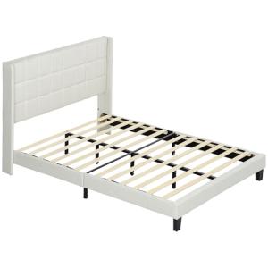 HOMCOM Cama 135x190 cm Estructura de Cama Somier con Cabece…
