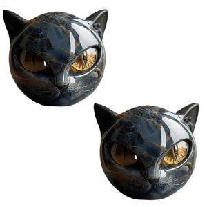 Paquete de 2 esculturas de cabeza de gato para decoración d…