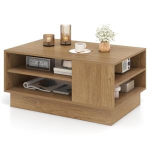 COSTWAY Mesa de Centro Moderna, Mesa Rectangular con 2 Esta…