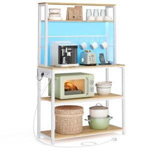 VASAGLE Estantería de Cocina con LED, para Microondas con R…