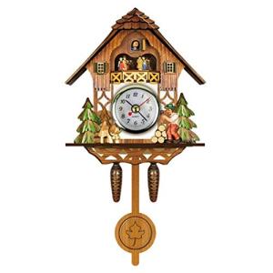 Hidyliu Reloj de cuco con pájaro de cuco de madera antigua,…