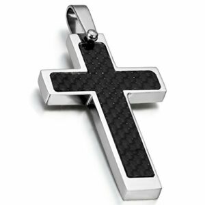 Cupimatch Collar Cruz para Hombre Rosario Acero Inoxidable…