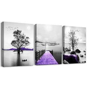MHARTK66 Cuadro Negro Blanco Gran Árbol Lago, Cuadros Decor…