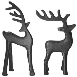 com-four® 2 x Escultura de Reno - Figura Decorativa de Alum…