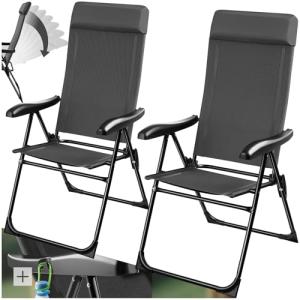 tectake® Silla de Camping Plegable de Aluminio, Respaldo Aj…