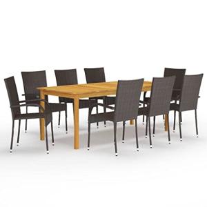 QZZCED Juego de Comedor de jardín de 9 Piezas marrón Juego…