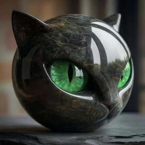 Genérico Escultura De Piedra De Gato Negro, Escultura Negra…