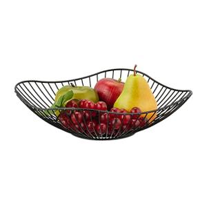 Relaxdays Frutero Metálico, Cesta Ovalada, 7,5 x 27 cm, Bol…