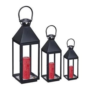 Relaxdays Set 3 Portavelas, Farol Decorativo para Interior…