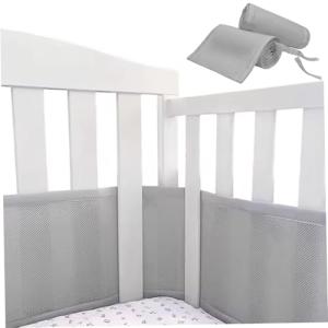 1 parachoques de cuna establecidos revestimiento de malla d…