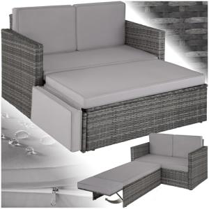 TecTake® Sofá de Ratán con Taburete Reposapiés, Conjunto Ja…