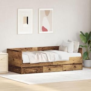 vidaXL Cama de día rústica de madera vieja MDF 90 x 200 cm…
