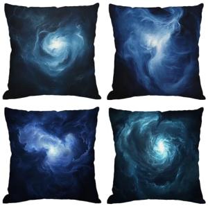Azul oscuro Cojines Exterior Impermeable Lino Grande Fundas…